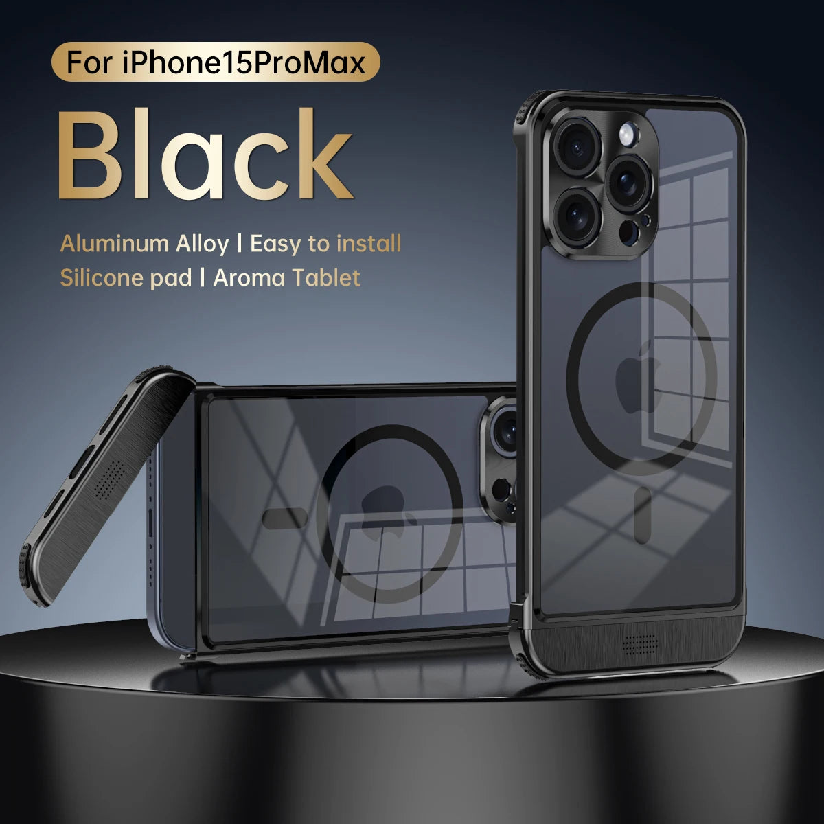 Luxury High Aluminum Alloy Magnetic Cover Black / For iPhone 15 Pro - sky-case