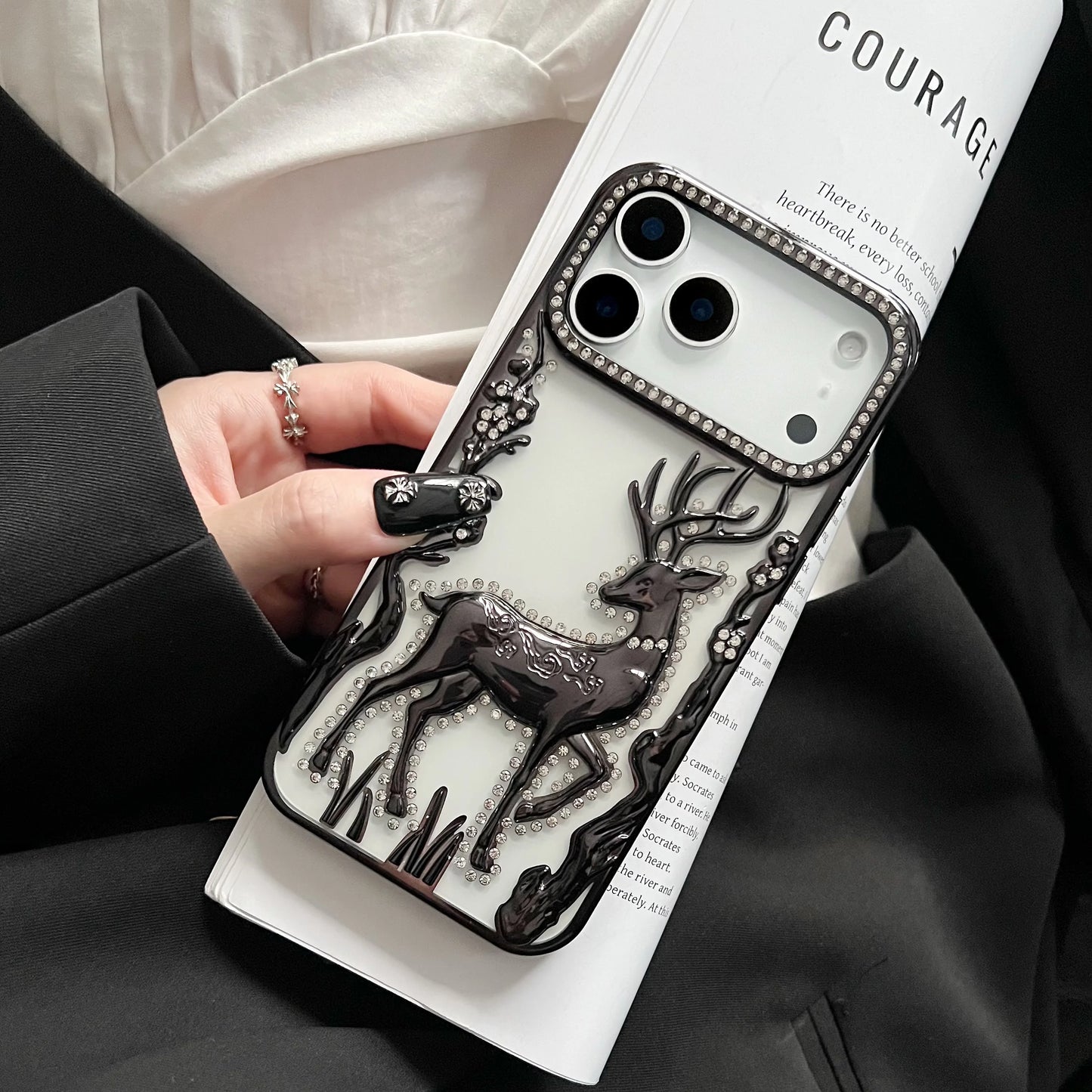 Bling Diamond Hollow Deer Case For iPhone - sky-case