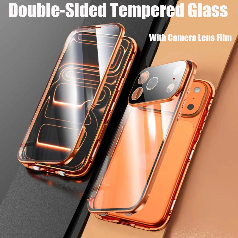 360° Full Protection Metal Magnetic Double-Sided Glass Case