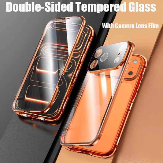360° Full Protection Metal Magnetic Double-Sided Glass Case