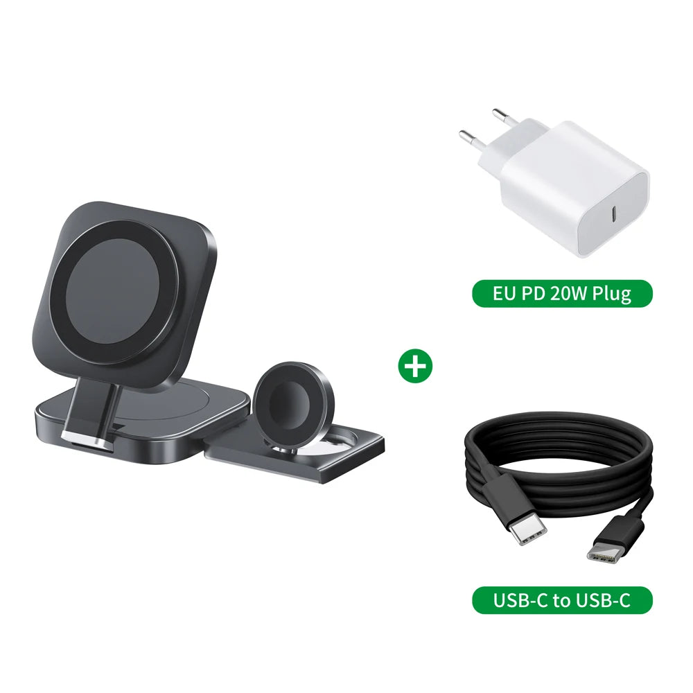 Foldable 3 in 1 Magnetic Wireless Charger - sky-case