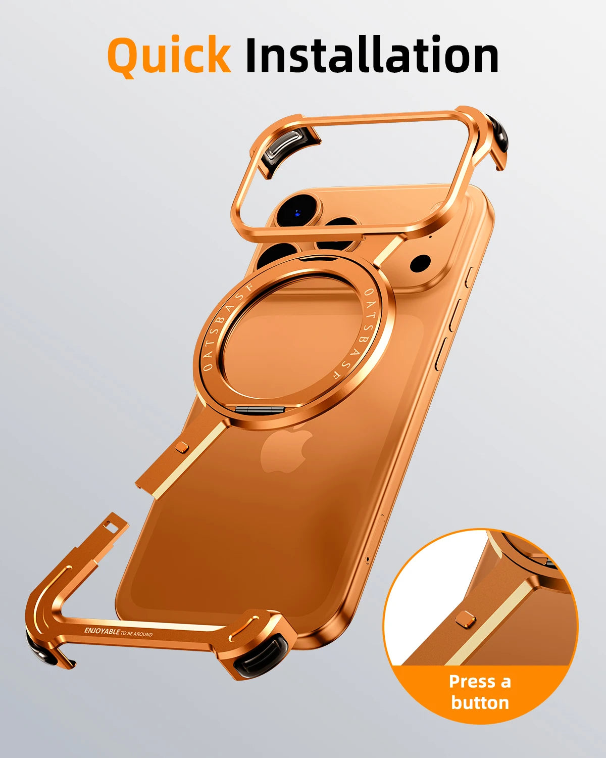 Luxury Frameless Metal Ring Stand Case – Slim & Shockproof