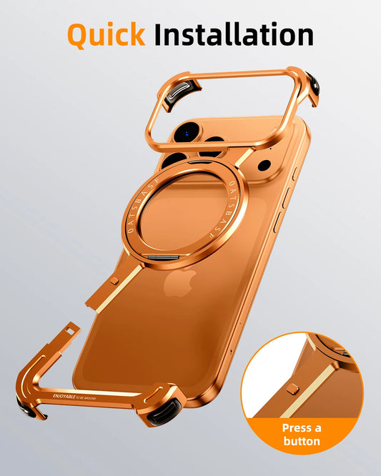 Luxury Frameless Metal Ring Stand Case – Slim & Shockproof