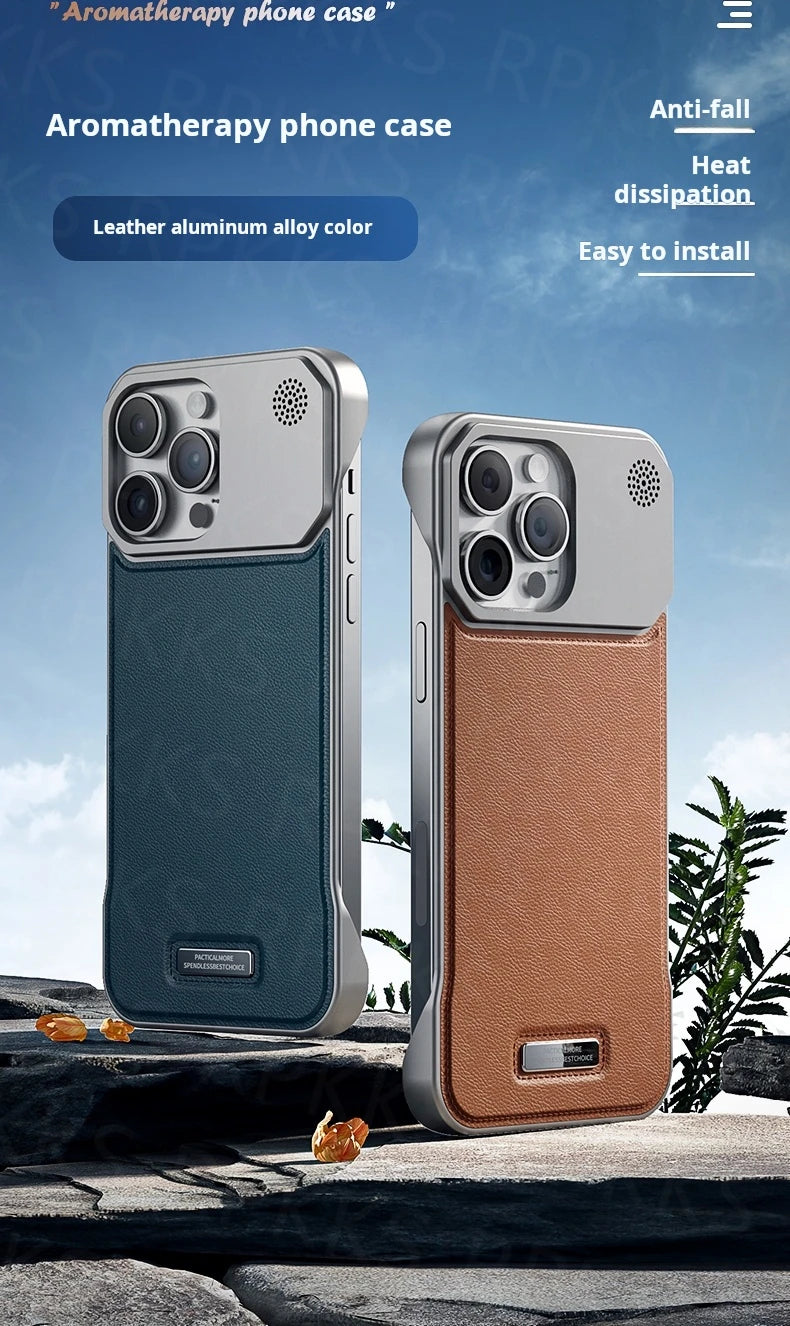 Luxury leather iPhone Case with Frameless Magnetic Cover - sky-case