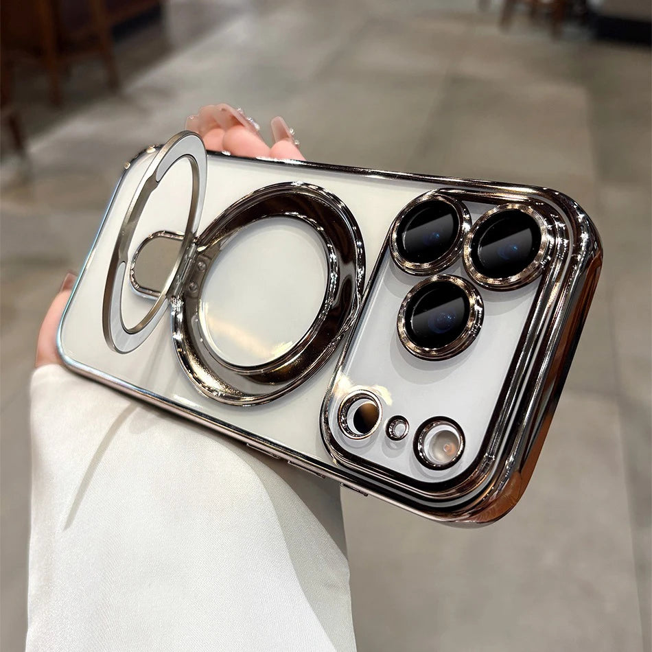 Luxury Plating MagSafe Magnetic Bracket Case - sky-case