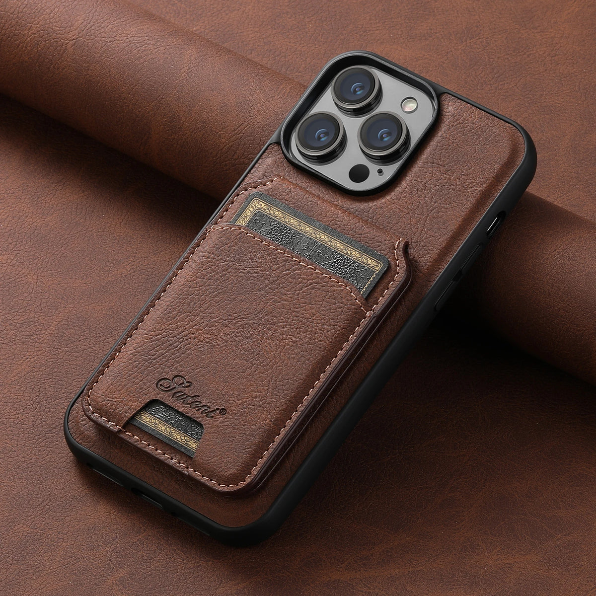 Magsafe Wallet Phone Case Card Holder Leather Magnetic Pocket Cover For iPhone 12 13 14 15 Pro Max Plus Brown / For iPhone 15 ProMax - sky-case