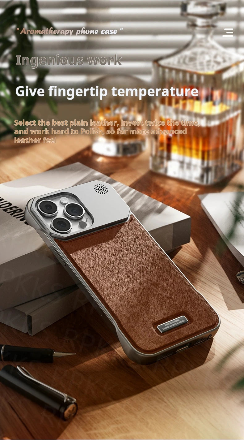 Luxury leather iPhone Case with Frameless Magnetic Cover - sky-case