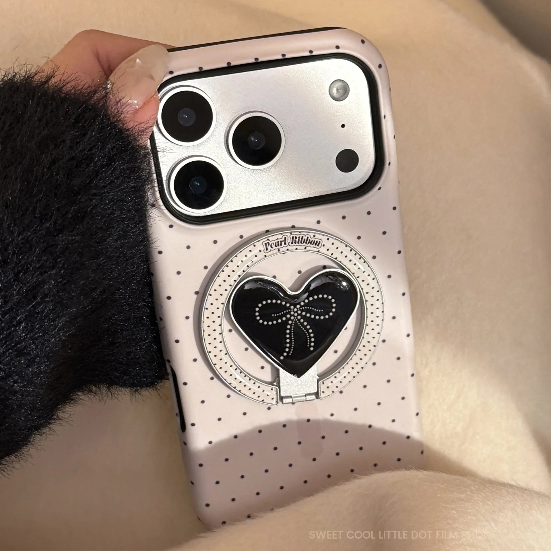 Korean Polka Dot Heart Magnetic Case - sky-case