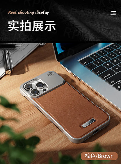 Luxury leather iPhone Case with Frameless Magnetic Cover - sky-case