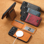 Premium Leather Card Holder Case for iPhone 17 series