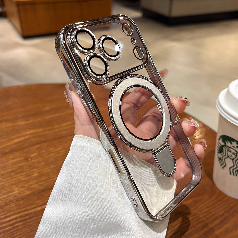 Luxury Plating MagSafe Magnetic Bracket Case - sky-case