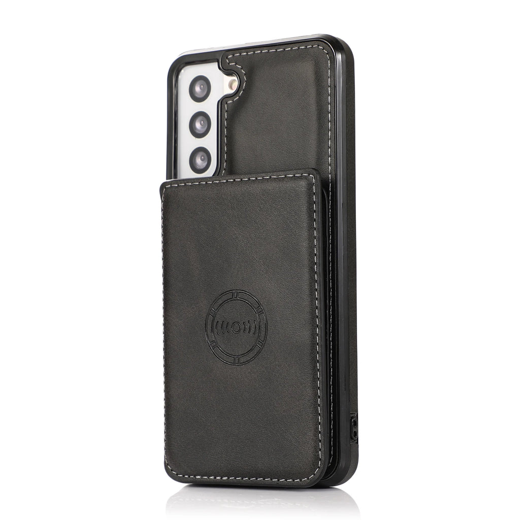 Leather Wallet Case for Samsung Galaxy S23 Ultra S21 S20 Plus S20 Card Slot Wallet Cover Black / For Samsung S20 - sky-case