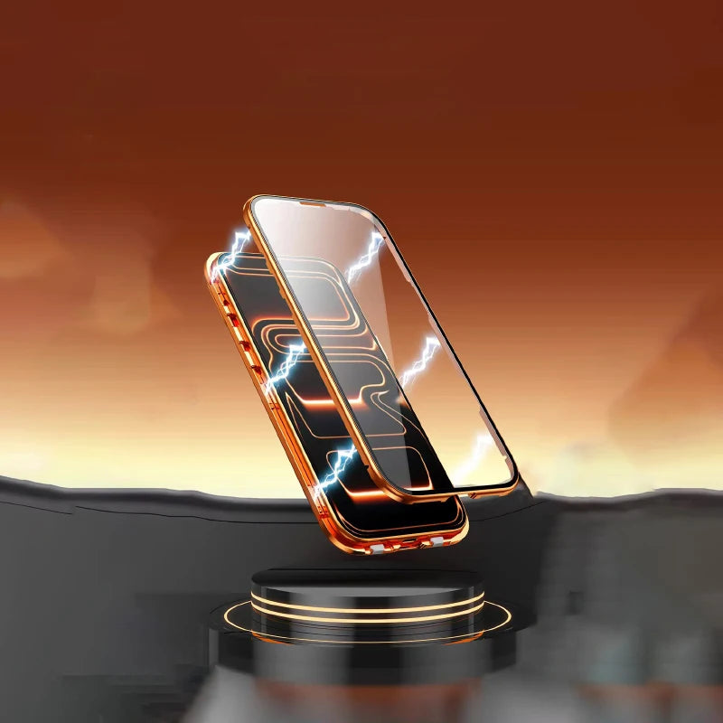 360° Full Protection Metal Magnetic Double-Sided Glass Case