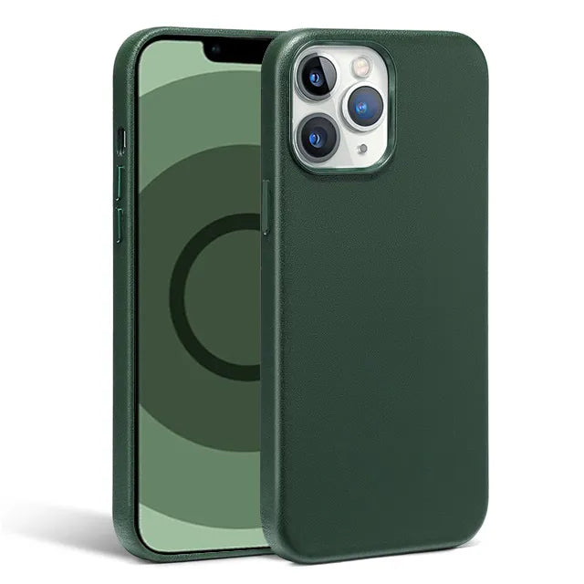 Luxury Leather Magnetic Compatible with Magsafe Case for iPhone 15 14 13 Pro Max Dark green / For iPhone 14 - sky-case