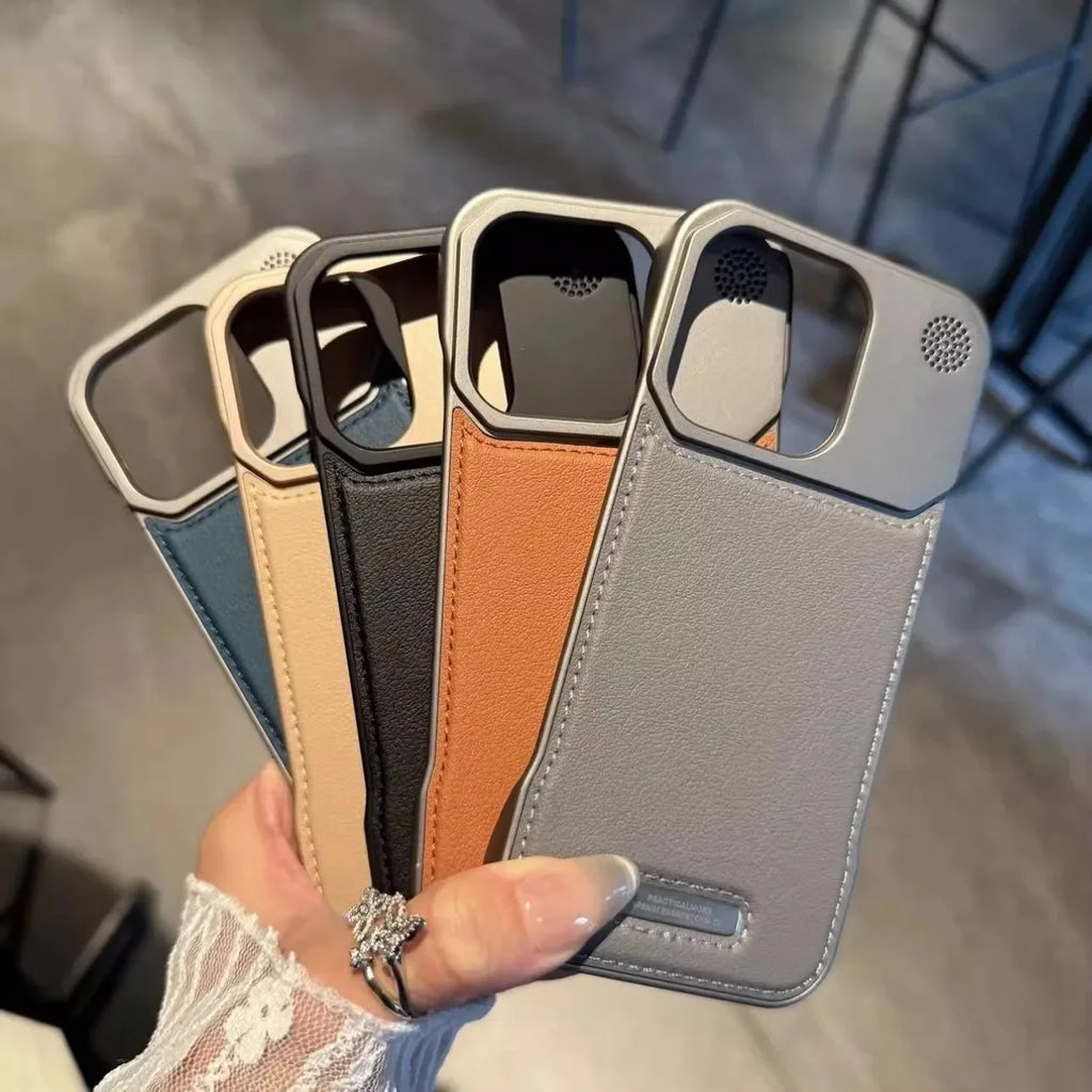 Luxury leather iPhone Case with Frameless Magnetic Cover - sky-case