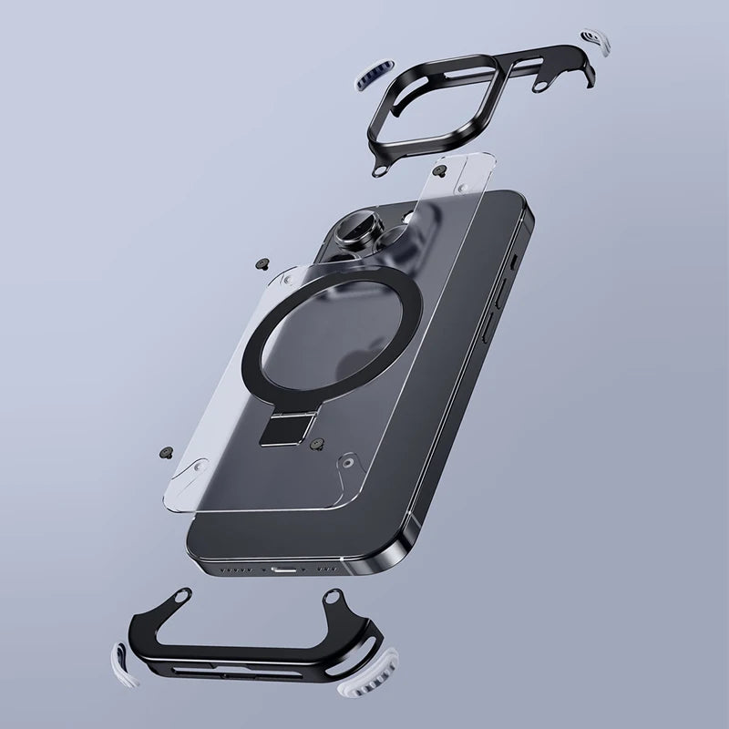 Luxury Metal case magnetic stand Matte Phone Cover - sky-case