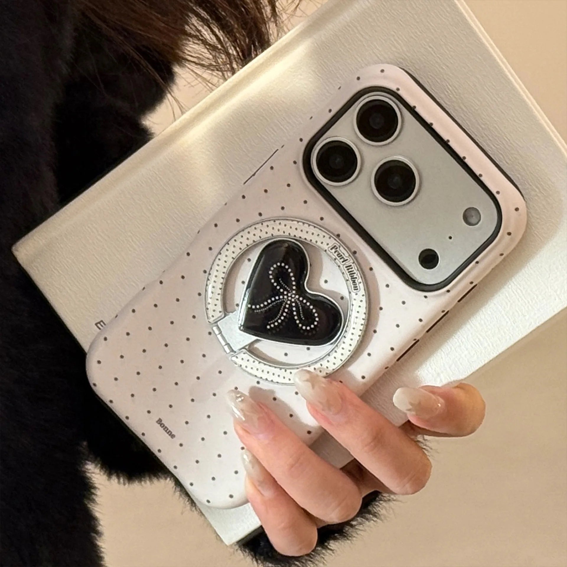 Korean Polka Dot Heart Magnetic Case - sky-case