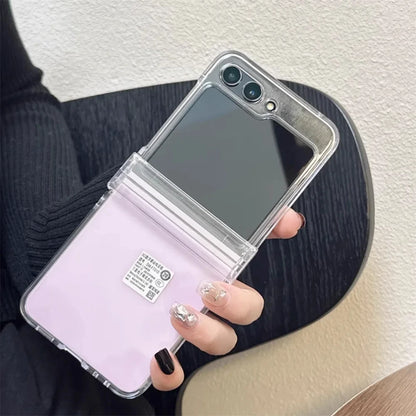 Korean Clear Case for Samsung Z Flip with Hinges and Full Body Protection PC Cover - sky-case