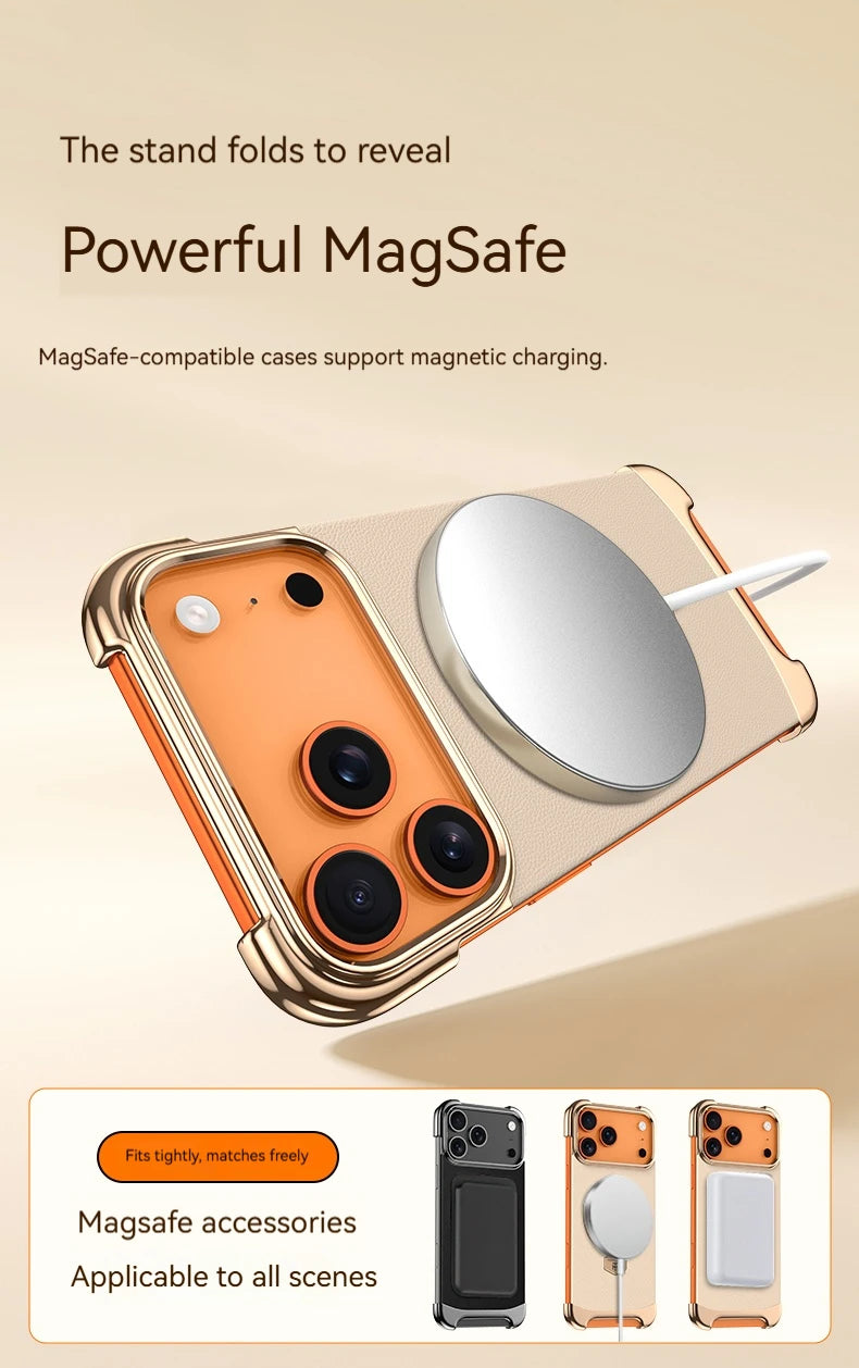 High-End Leather Magnetic Bracket Case - sky-case