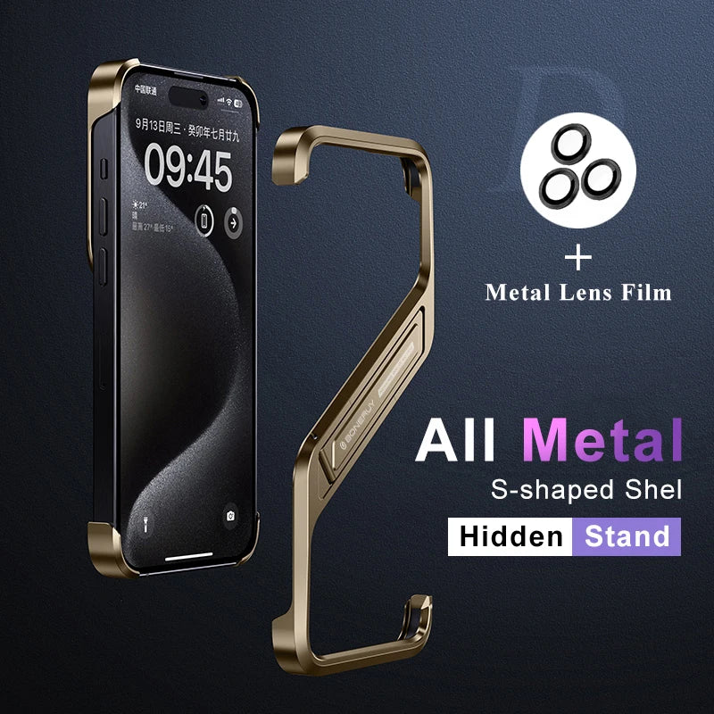 Luxury Metal Geometric Rimless Aluminum Phone Cover - sky-case