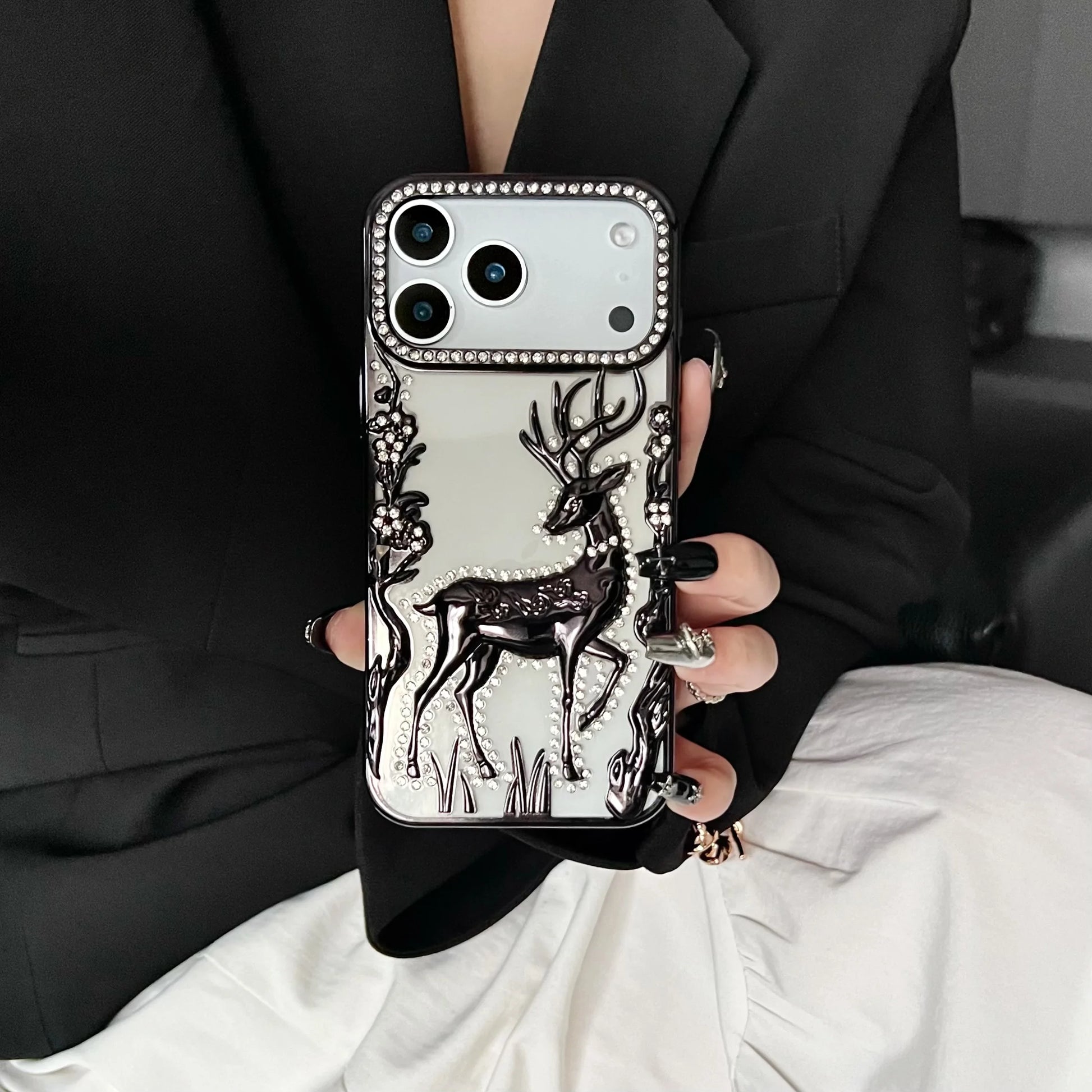 Bling Diamond Hollow Deer Case For iPhone - sky-case