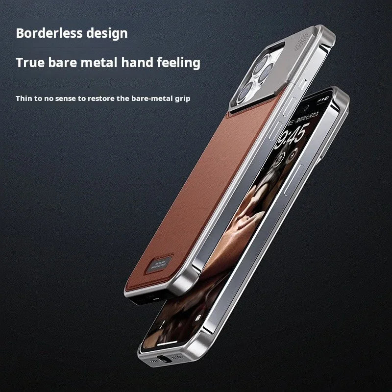 Luxury Leather Magnetic Aluminum Cover