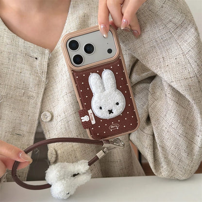Winter Plush Rabbit Polka Dot Leather Case - sky-case