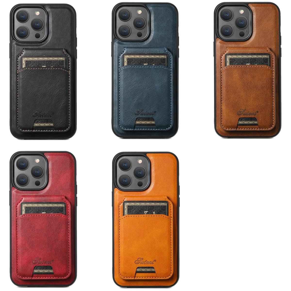 Luxury Magnetic Card Slot Leather Wallet Phone Cover - sky-case