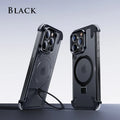 Luxury Metal case magnetic stand Matte Phone Cover Black / For iPhone 15 Pro Max - sky-case