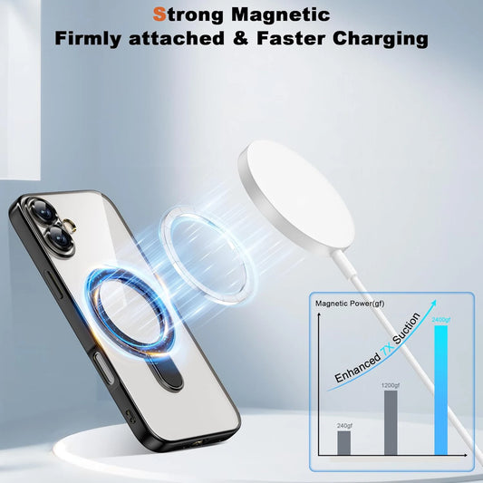 MagSafe Magnetic Case with Finger Ring for iPhone 17 with Shock-Absorbing Back Cover - sky-case