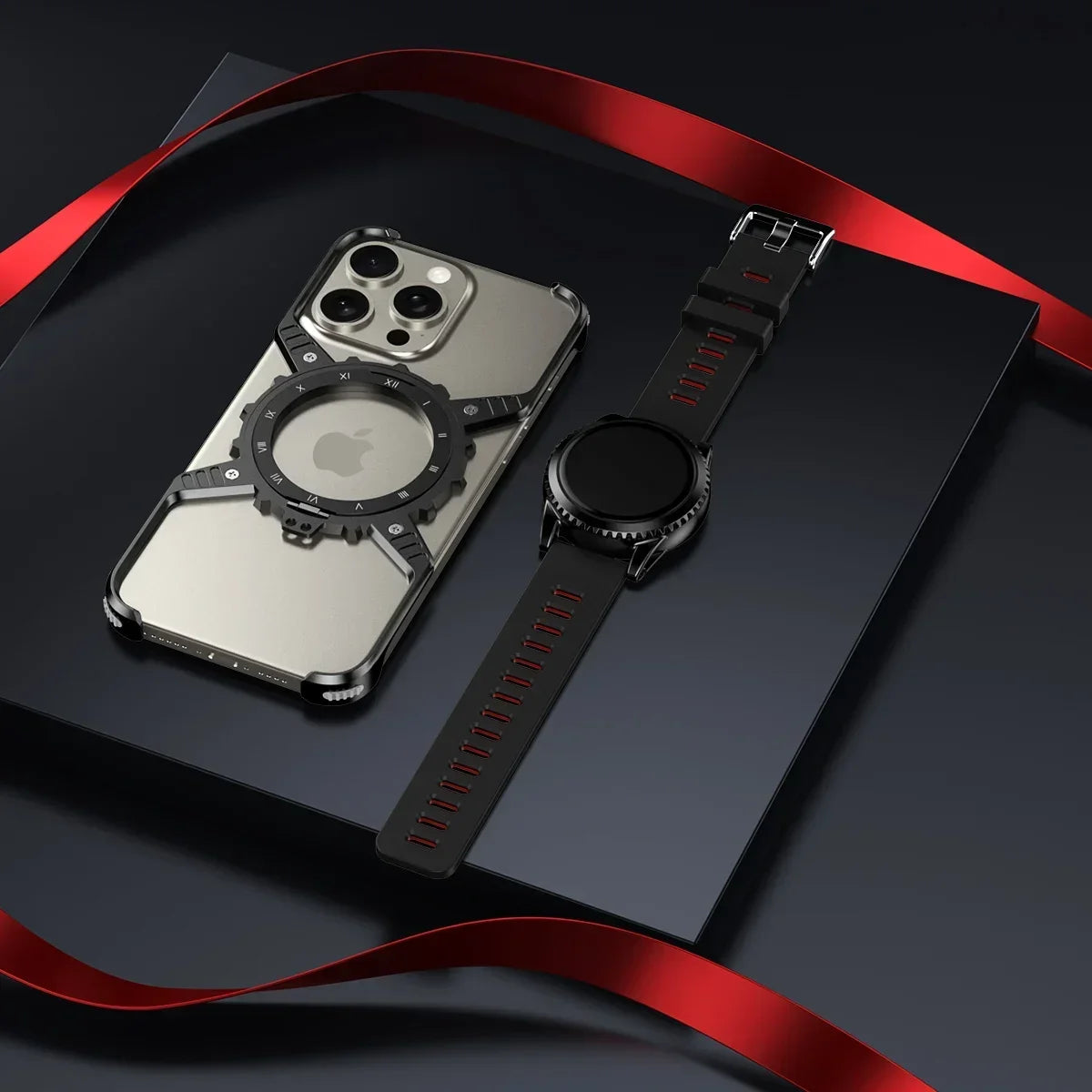 Luxury Metal Gear Magnetic Holder Phone Cover