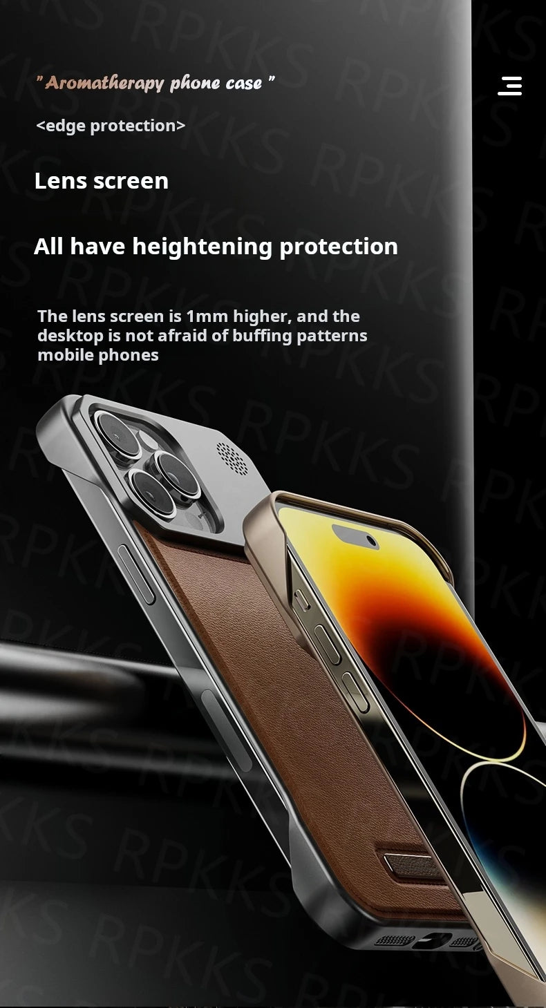 Luxury leather iPhone Case with Frameless Magnetic Cover - sky-case