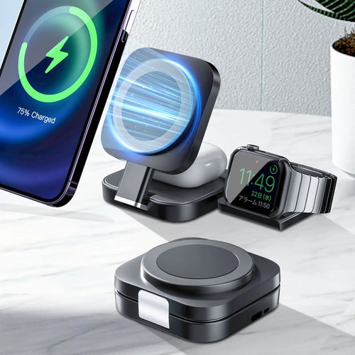 3-in-1 Foldable Magnetic Wireless Charger Stand - sky-case