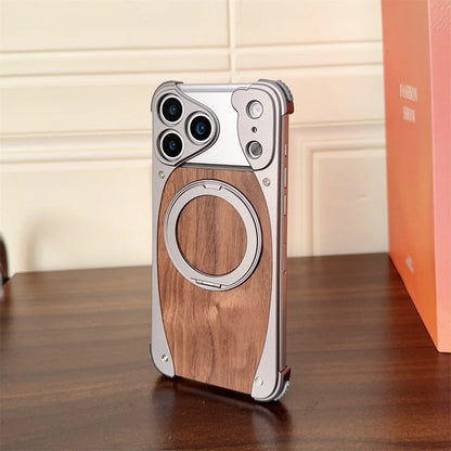 Walnut Wood Magnetic Metal Case - sky-case