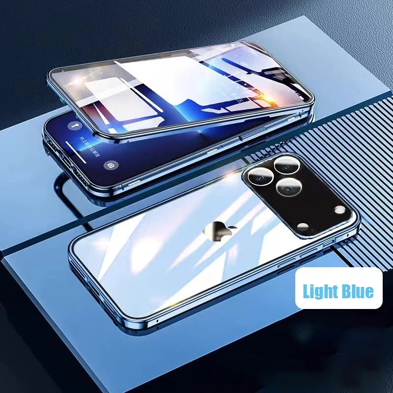 360° Full Protection Metal Magnetic Double-Sided Glass Case