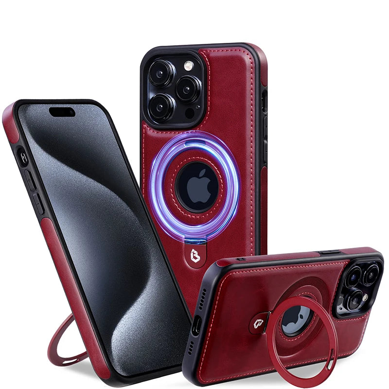 Leather Case for All iphone Compatible with MagSafe wireless charging - SKY CASE Red / For iPhone 15 - sky-case