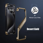 Luxury Metal Geometric Rimless Aluminum Phone Cover Desert Gold 1 / Case & Holder / For iPhone 16 - sky-case