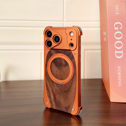 Walnut Wood Magnetic Metal Case - sky-case