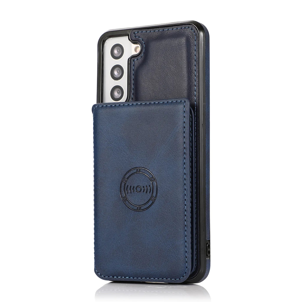 Leather Wallet Case for Samsung Galaxy S23 Ultra S21 S20 Plus S20 Card Slot Wallet Cover Blue / For Samsung S20 - sky-case