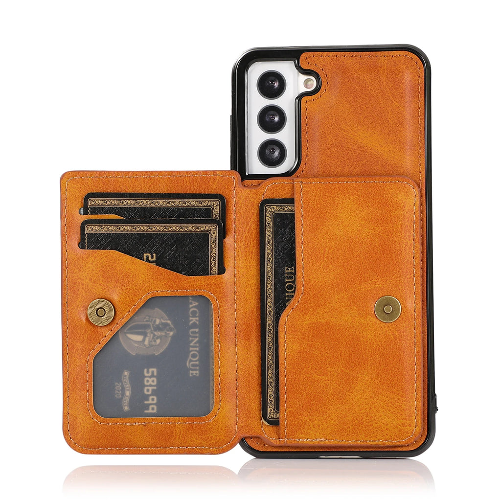 Leather Wallet Case for Samsung Galaxy S23 Ultra S21 S20 Plus S20 Card Slot Wallet Cover - sky-case