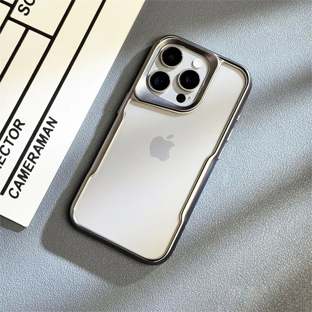 Luxury Plating Slender Waist Transparent Cover Titanium Gray / For iPhone 16 - sky-case