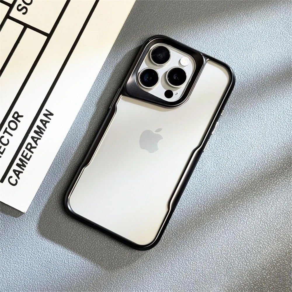 Luxury Plating Slender Waist Transparent Cover Titanium Black / For iPhone 16 ProMax - sky-case