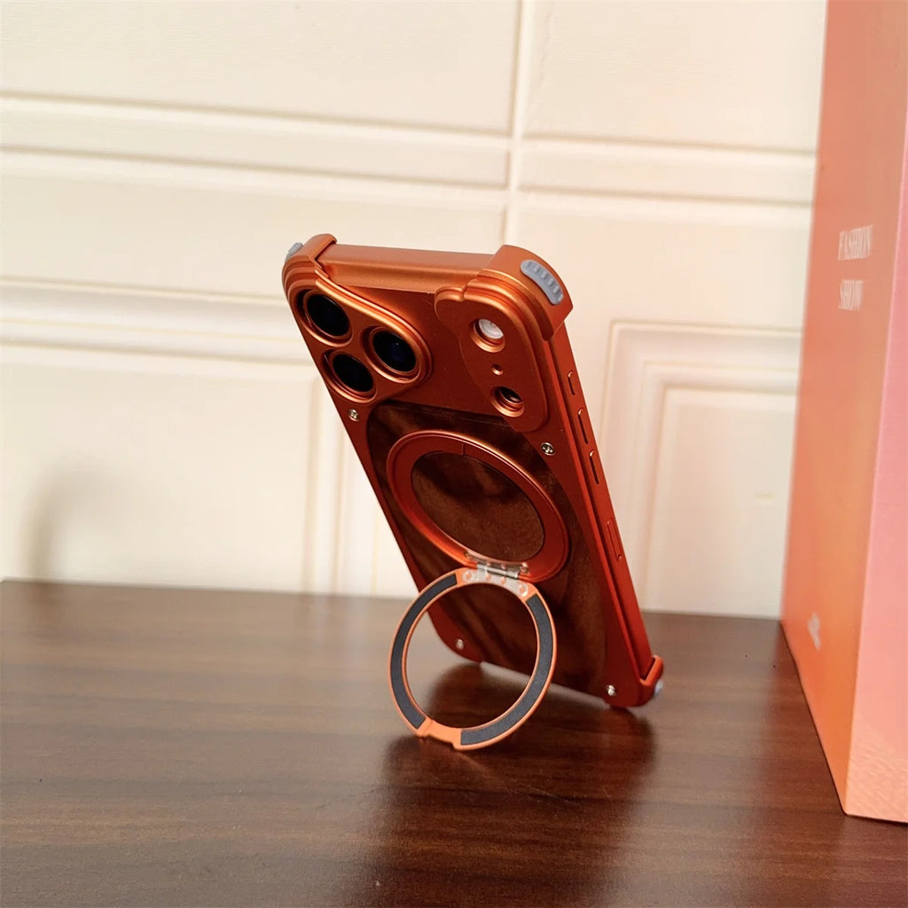 Walnut Wood Magnetic Metal Case - sky-case