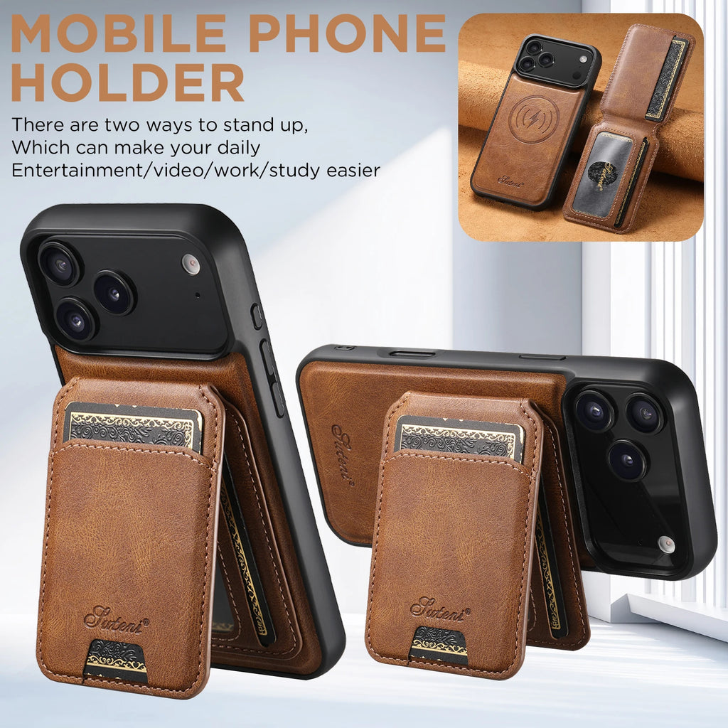 Premium Leather Card Holder Case for iPhone 17 series