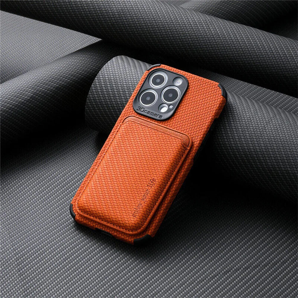 Carbon Fiber Magnetic Case for iPhone 15 14 13 11 Magsafe Wireless Charging Case Brown / China / For iPhone X - sky-case