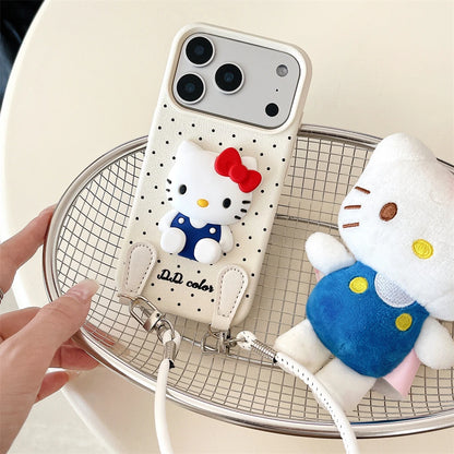 3D Hello Kitty Autumn Wine Red Lanyard Case - sky-case