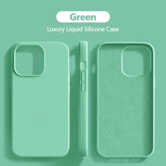 Silicone Case For iPhone 15 14 13 12 11 Pro Max Shockproof Cover Green / For iPhone 15 ProMax - sky-case