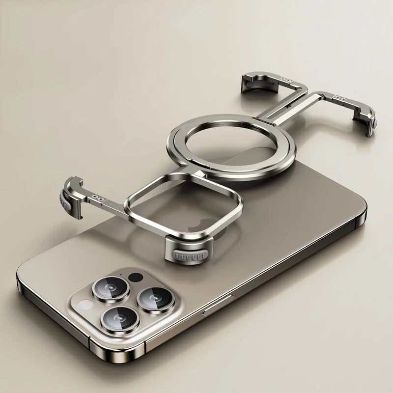 Luxury Magsafe Metal Frameless Aluminum Cover For iPhone 15 14 Pro Max Natural Titanium / For iPhone 15 Pro Max - sky-case
