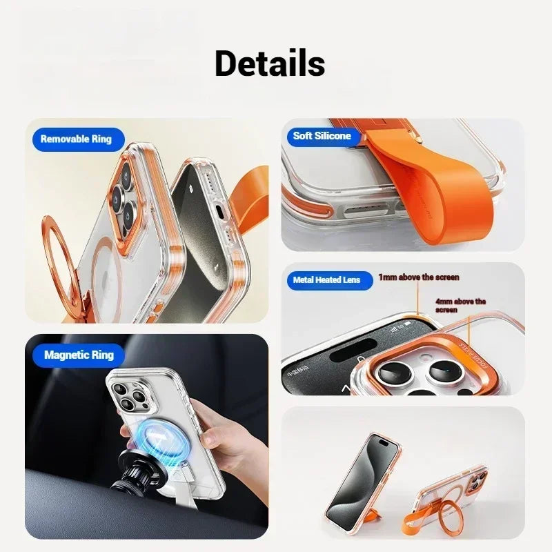 Luxury Magnetic Ring Kickstand Lanyard Cover - sky-case