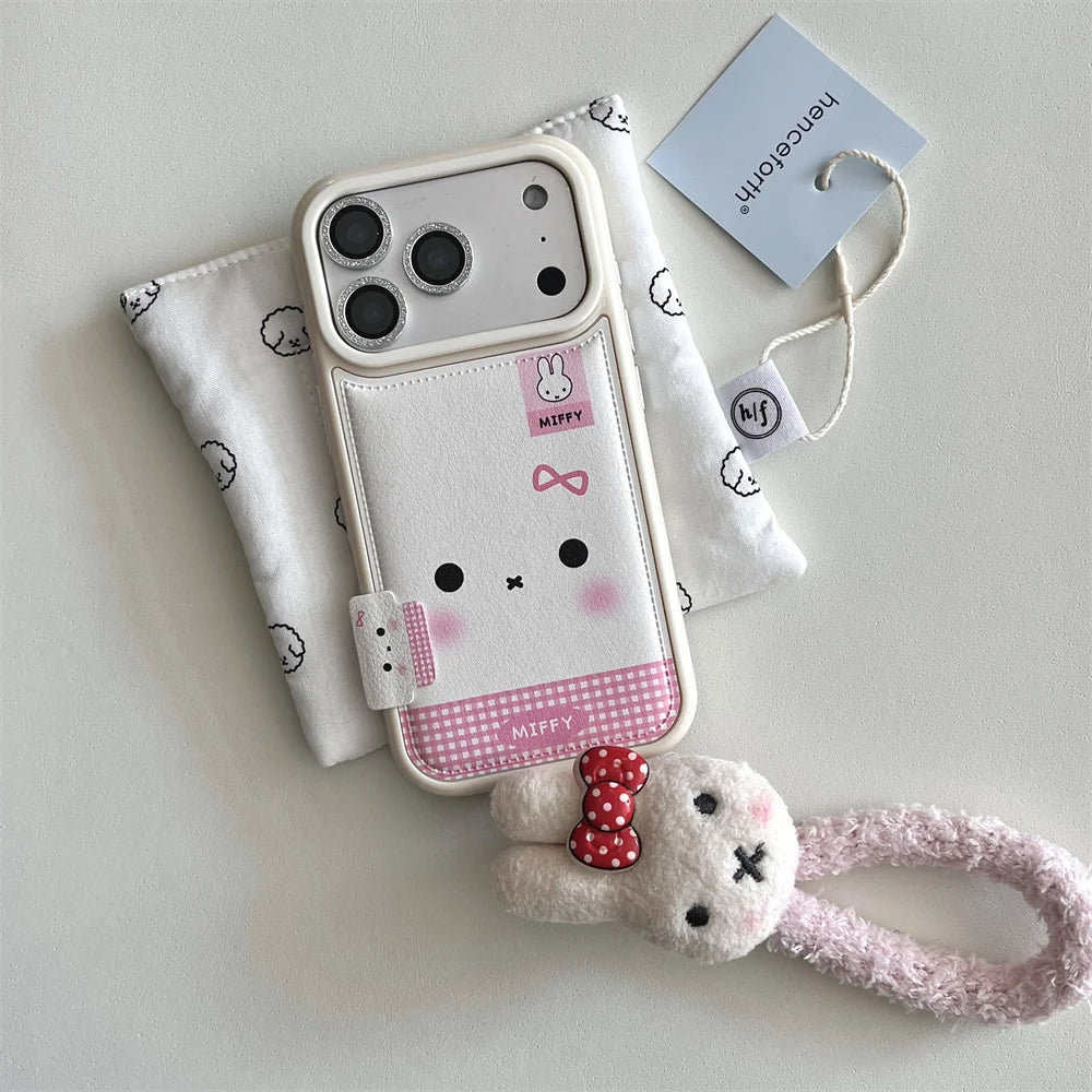 Plaid Rabbit Cartoon Lanyard Case - sky-case